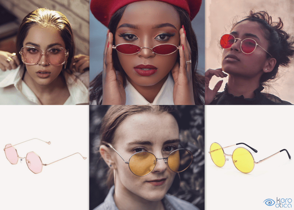 Óculos de lentes coloridas.  42 tendências de moda e acessórios
